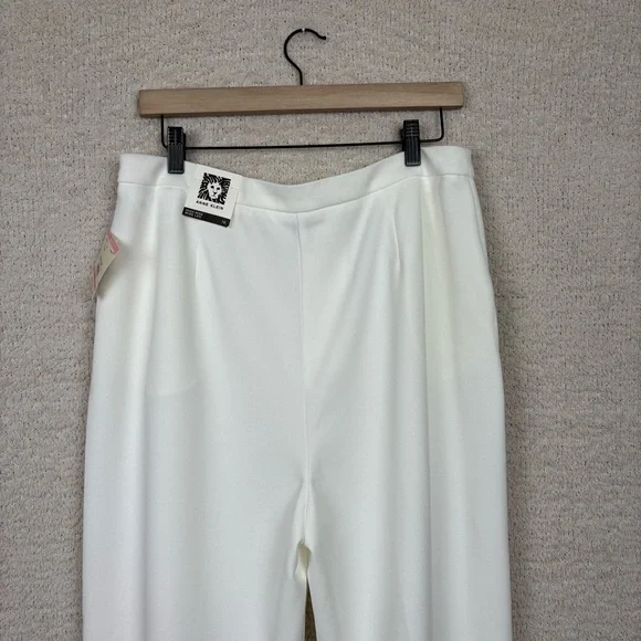 Anne Klein Pants Womens 10 Ivory High Rise Wide Leg Professional Office Career - Picture 6 of 13